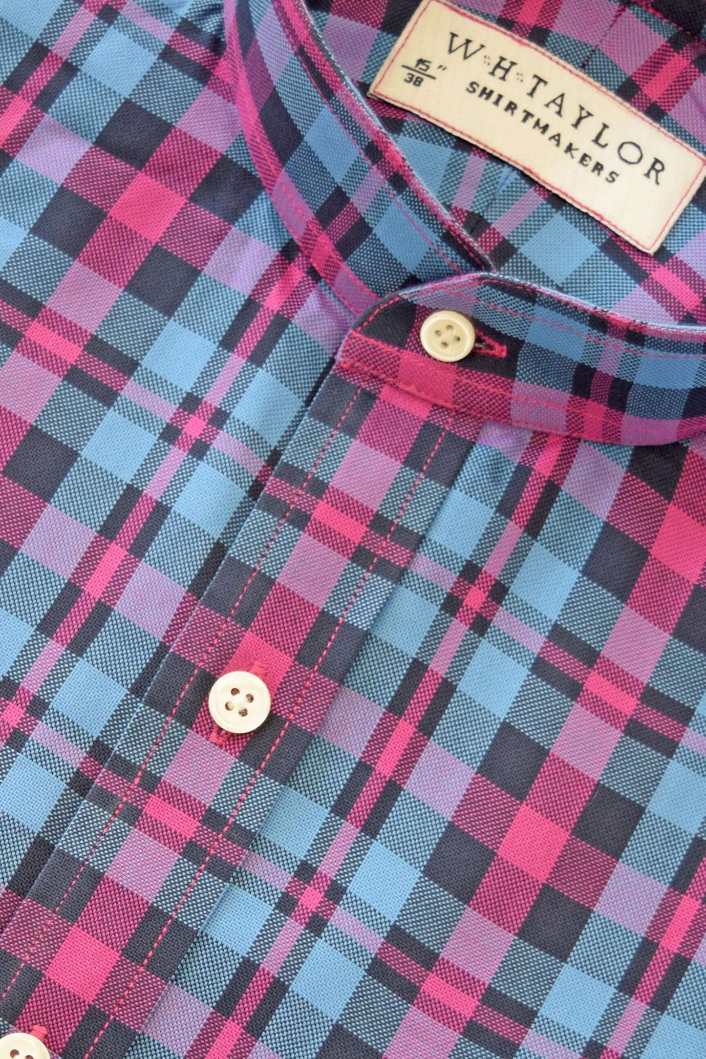 Maßgeschneidertes Herrenhemd aus blau-gelb kariertem Twill