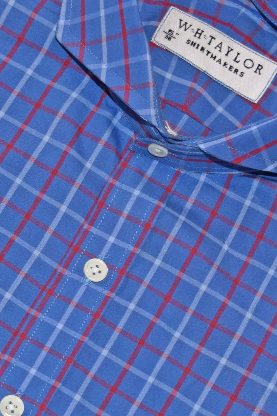 Maßgeschneidertes Herrenhemd aus kariertem Twill in Blau, Pflaume und Anthrazit