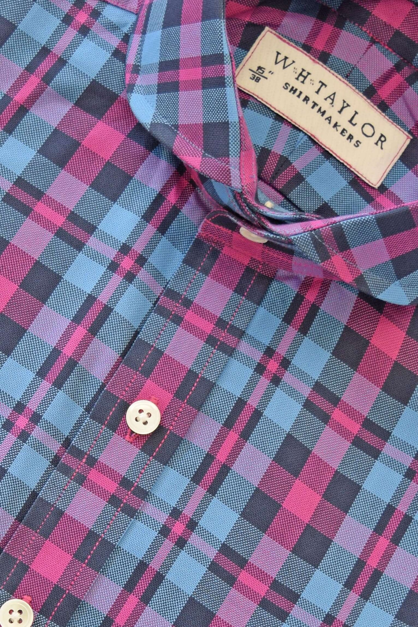 Maßgeschneidertes Herrenhemd aus blau-gelb kariertem Twill