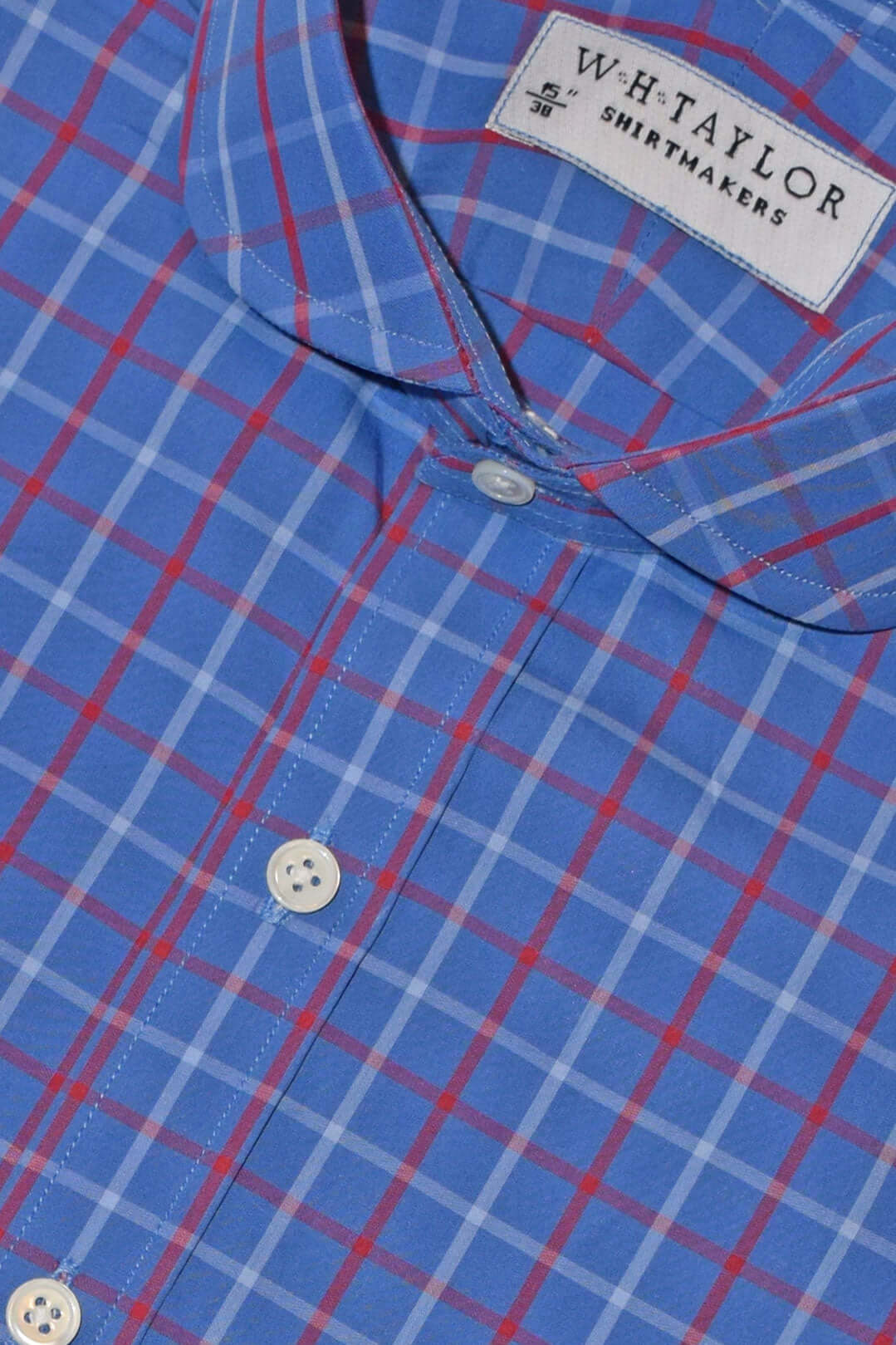 Maßgeschneidertes Herrenhemd aus kariertem Twill in Blau, Pflaume und Anthrazit