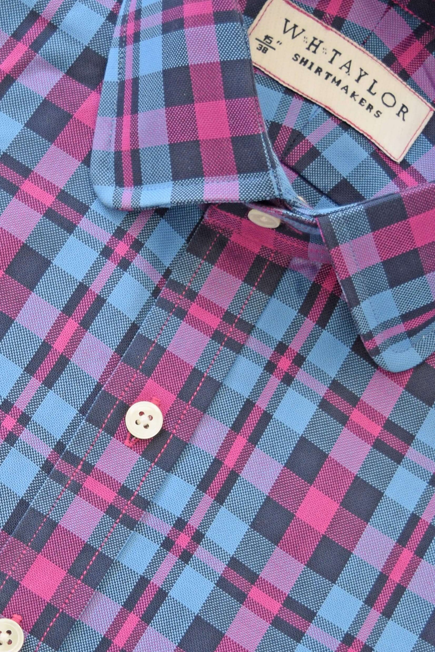 Maßgeschneidertes Herrenhemd aus blau-gelb kariertem Twill