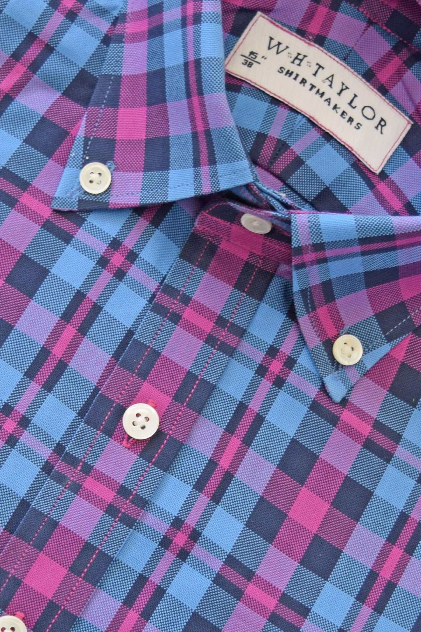 Maßgeschneidertes Herrenhemd aus blau-gelb kariertem Twill