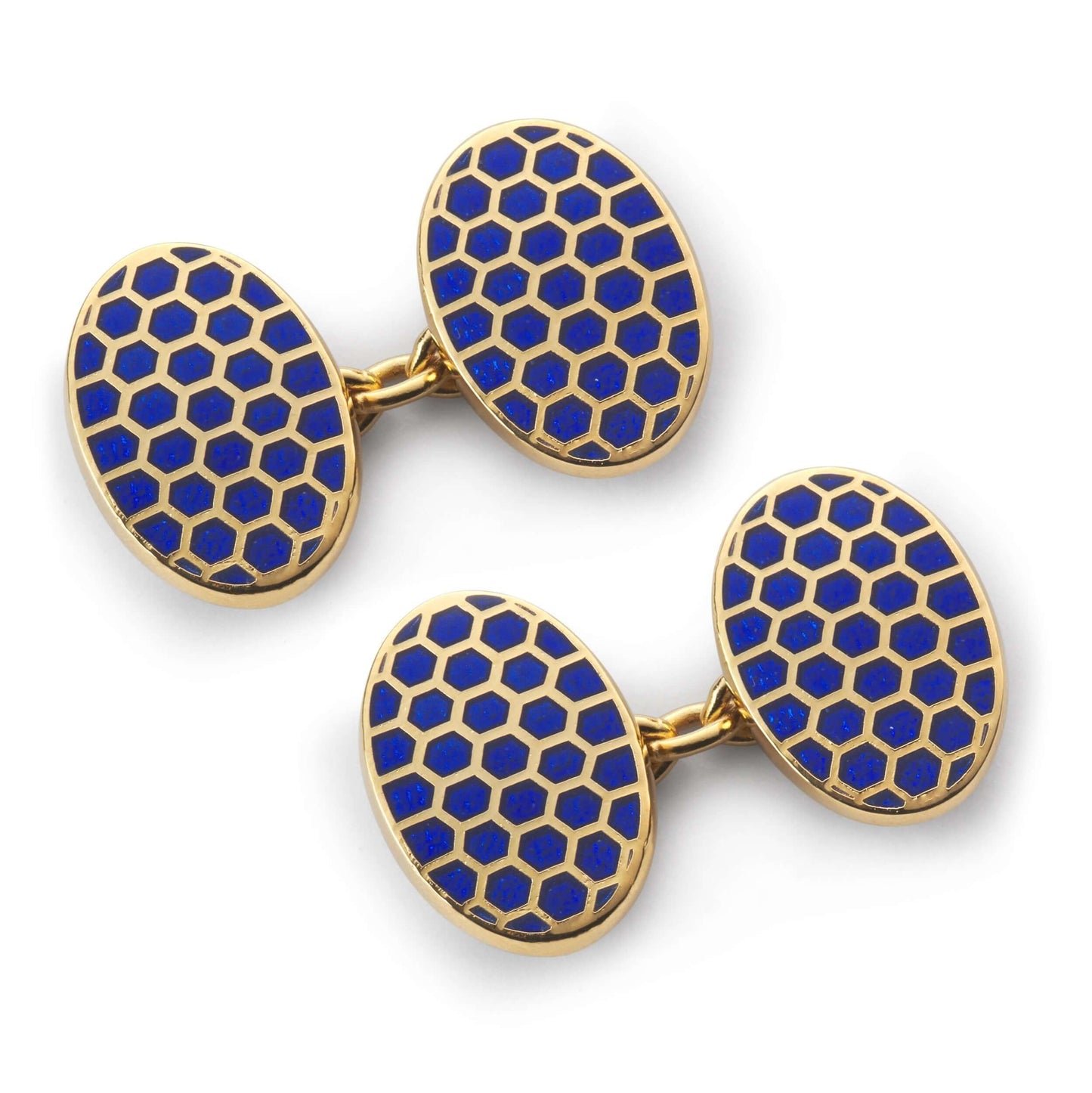 Honeycomb Chain Cufflinks In Blue & Gold