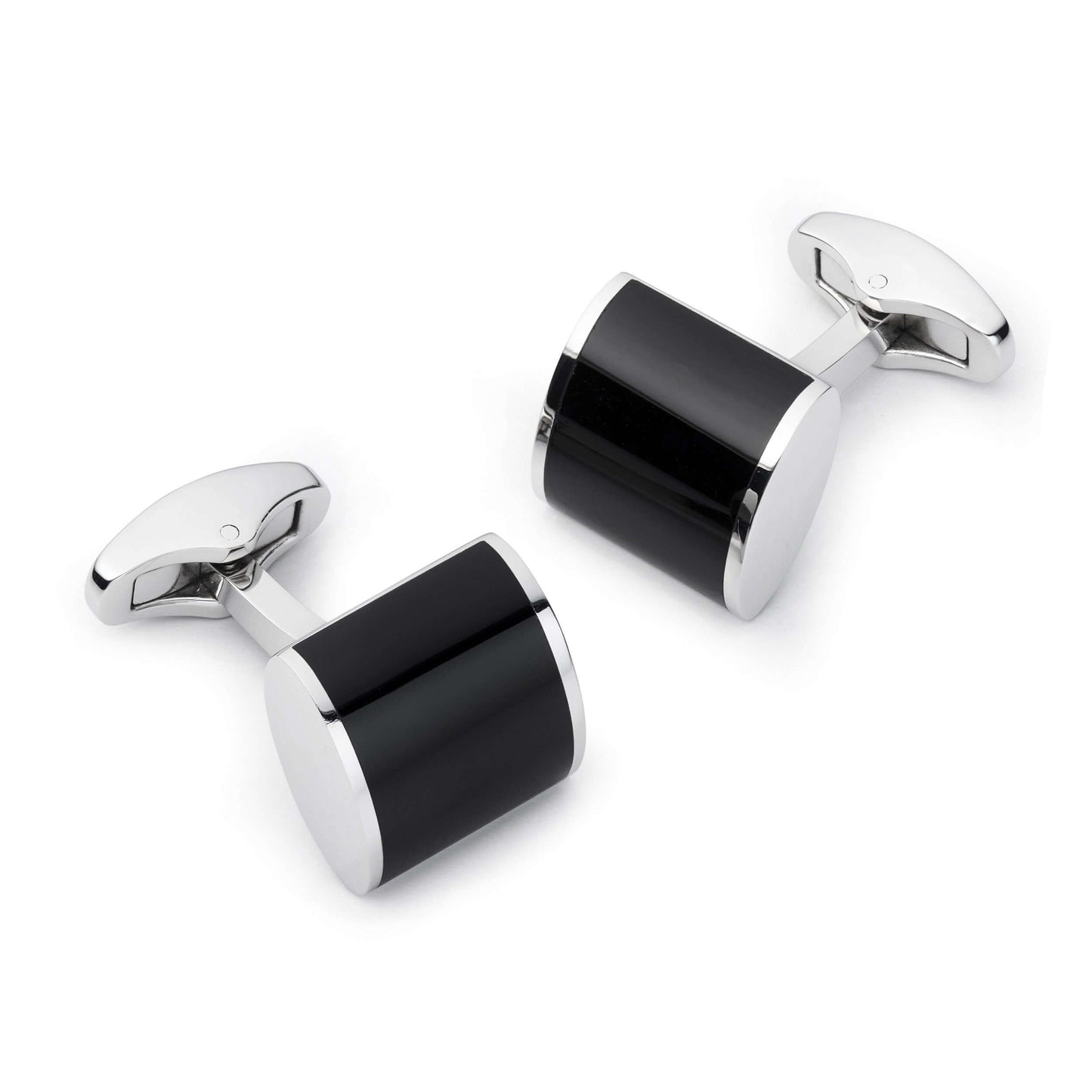 Neo Onyx Cufflinks In Silver