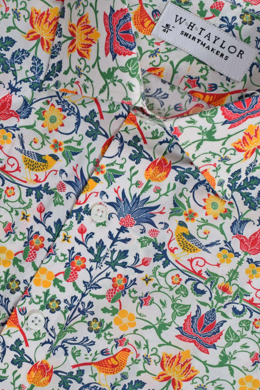 Englische Gartenszene Weißes Damen-Maßhemd