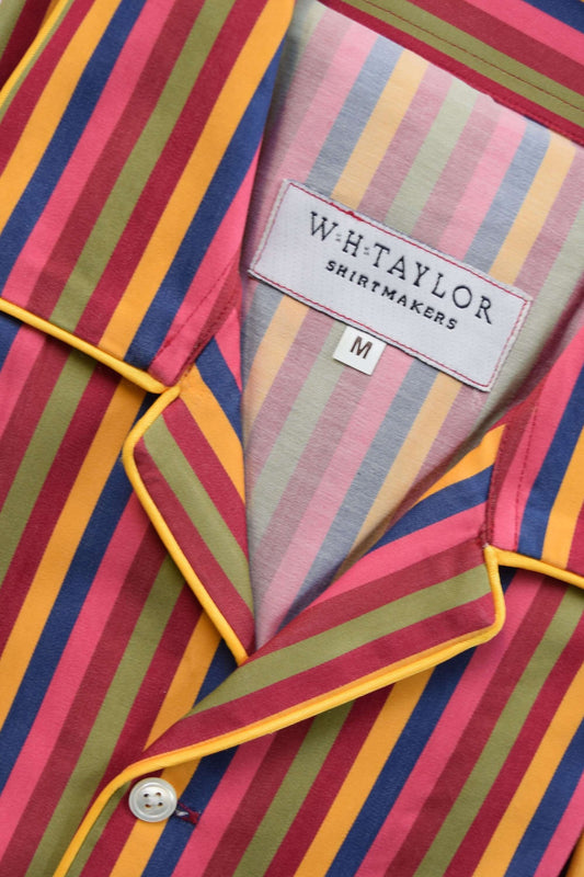 Schwarz gestreifter Luxus-Pyjama aus 100 % Baumwollpopeline