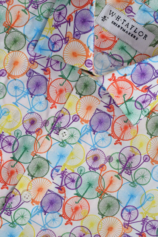 Mehrfarbiges Fahrradweißes Damen-Maßhemd