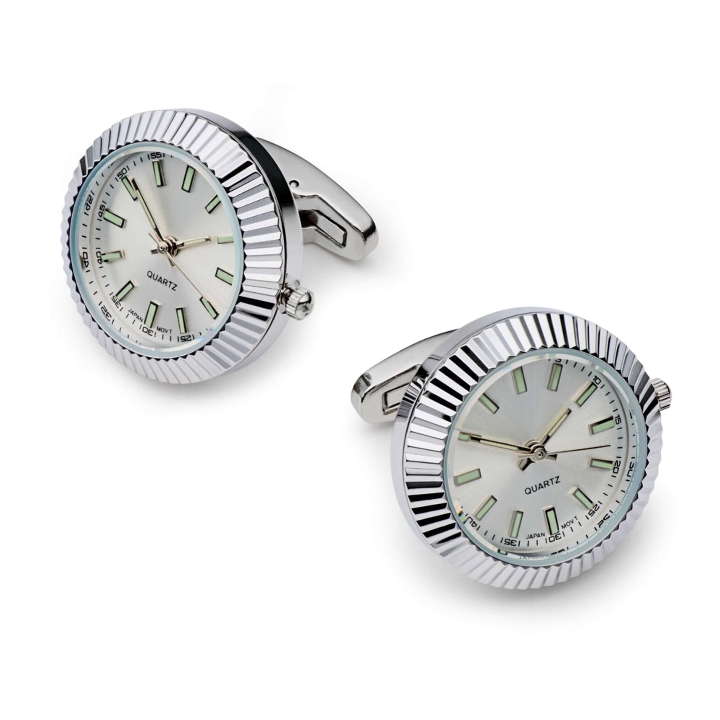 Working Watch Cufflinks In Silver and White
