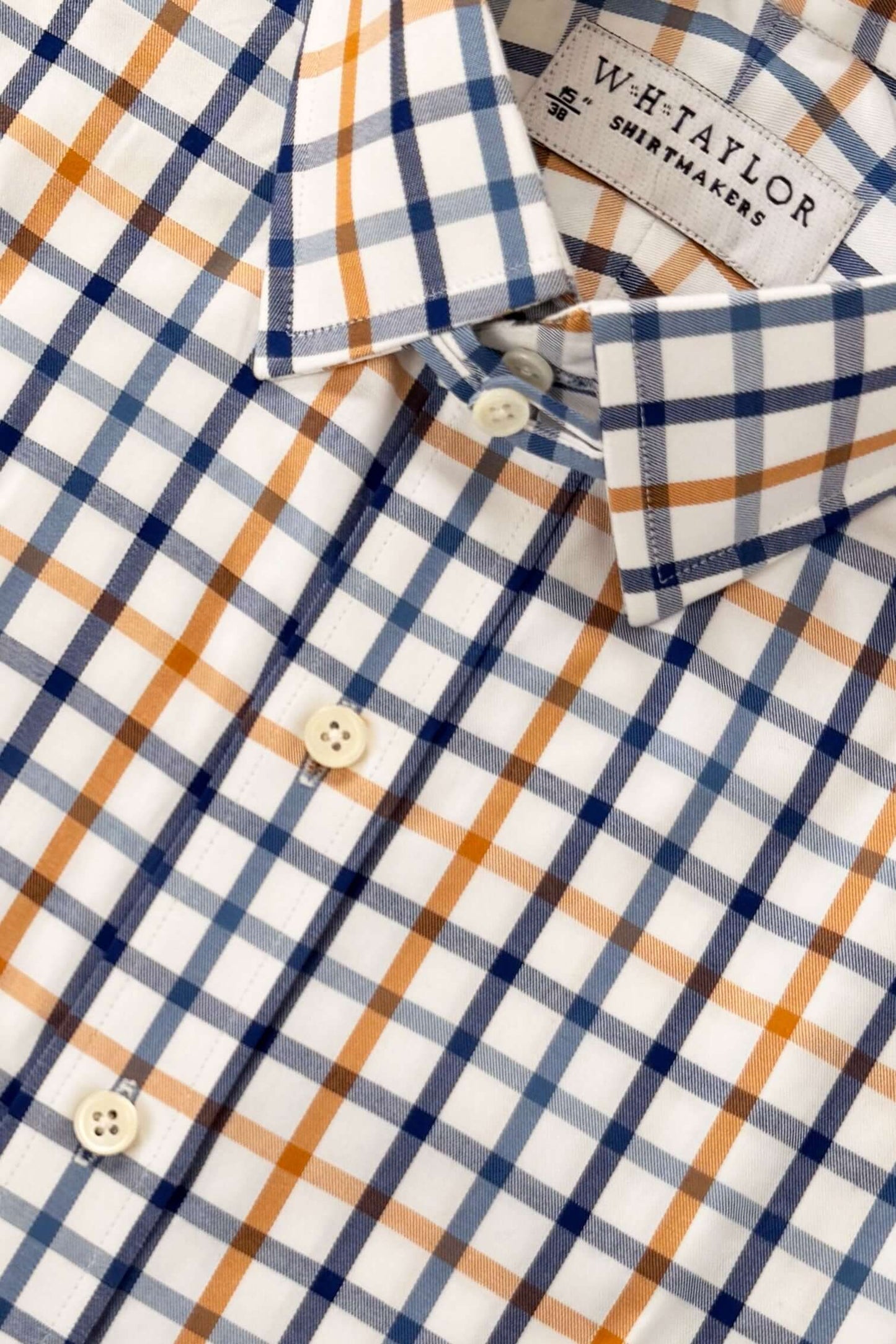 Blaues, kleines Gingham-Karo-Popeline-Herrenhemd nach Maß