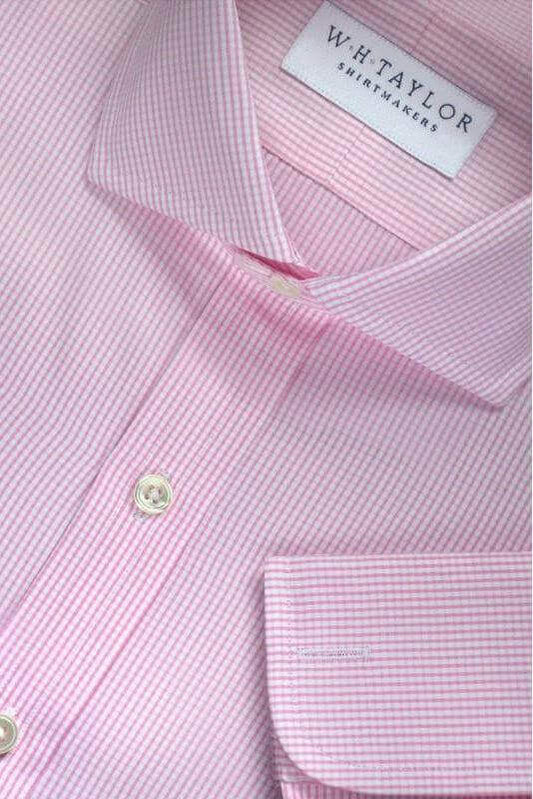 Pink Shepherd Check Poplin Men's Bespoke Shirt - whtshirtmakers.com