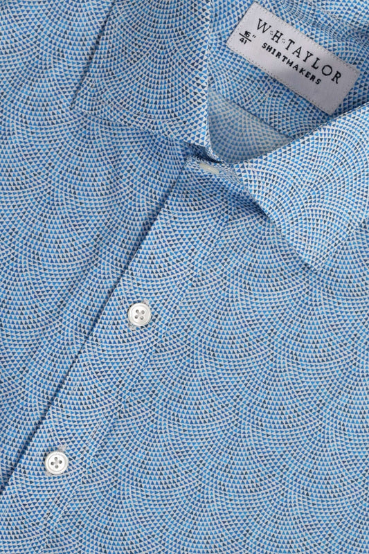 Art Deco Blaues Mosaikmuster Herren Maßhemd