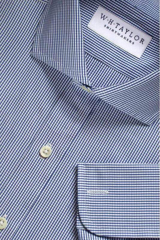 Navy Blue Shepherds Check Poplin Ladies Bespoke Shirt - whtshirtmakers.com