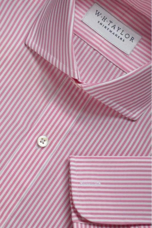Pink Bengal Stripe Poplin Ladies Bespoke Shirt - whtshirtmakers.com