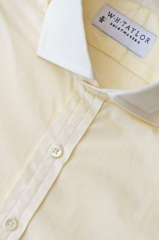 Plain Cream 140's Superfine Poplin Men's Bespoke Shirt - whtshirtmakers.com