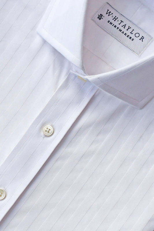 White Butcher Stripe Poplin Men's Bespoke Shirt - whtshirtmakers.com