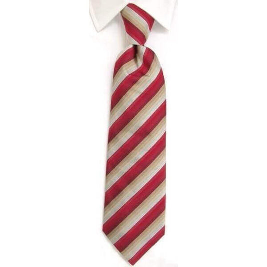 Handmade Red & Tan Rainbow Stripe Silk Tie - whtshirtmakers.com